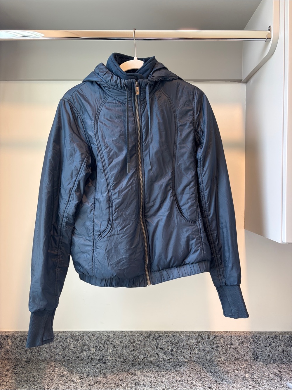 lululemon athletica Navy Quilted Jacket with Logo Zip Pull